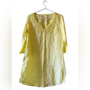 Malvin I Love Linen Yellow Embroidered Tunic Large